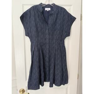 Navybleu Winnie Dress Retail $208 Cotton Pockets Fit And Flare Buttons Coastal S